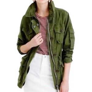 J.Crew Field Utility Jacket Army Green Military Style Medium Petite EUC